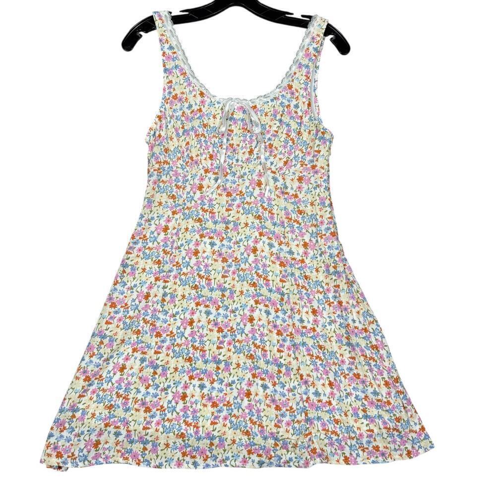 L.A. Hearts Floral Lace-Trim Mini Dress White Multi XS - Picture 2 of 7